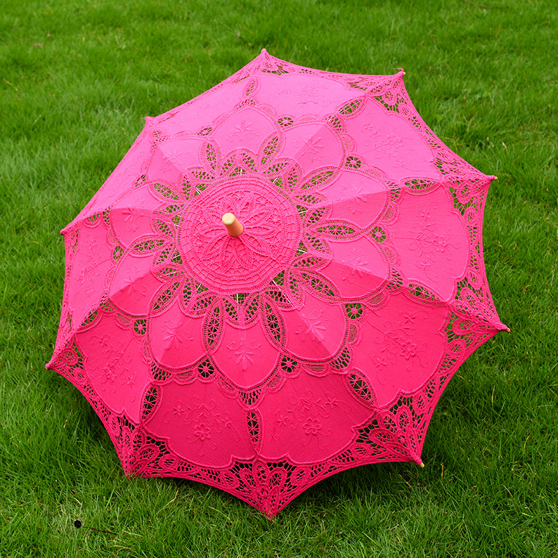 欧式工艺伞花边蕾丝机绣伞棉布婚礼摄影装饰伞道具舞蹈绣花伞批发