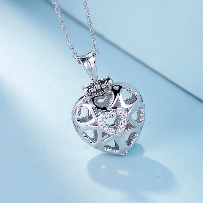 2018新品爆款项饰 925银吊坠时尚流行镂空心形项坠女 银饰批发