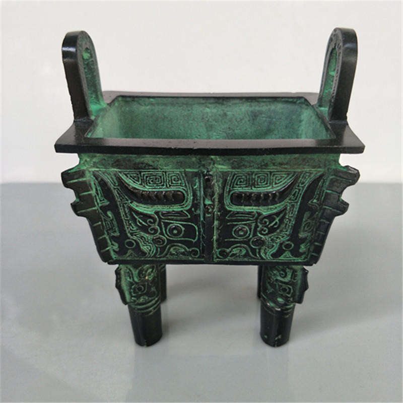 国领仿古老铜器古玩批发铜器摆件装饰品佛具用品方鼎青铜器摆件