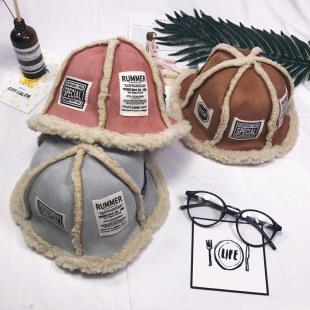 秋冬宝宝加厚毛线帽子韩版儿童贴布毛球帽婴幼儿保暖套头潮帽萌帽