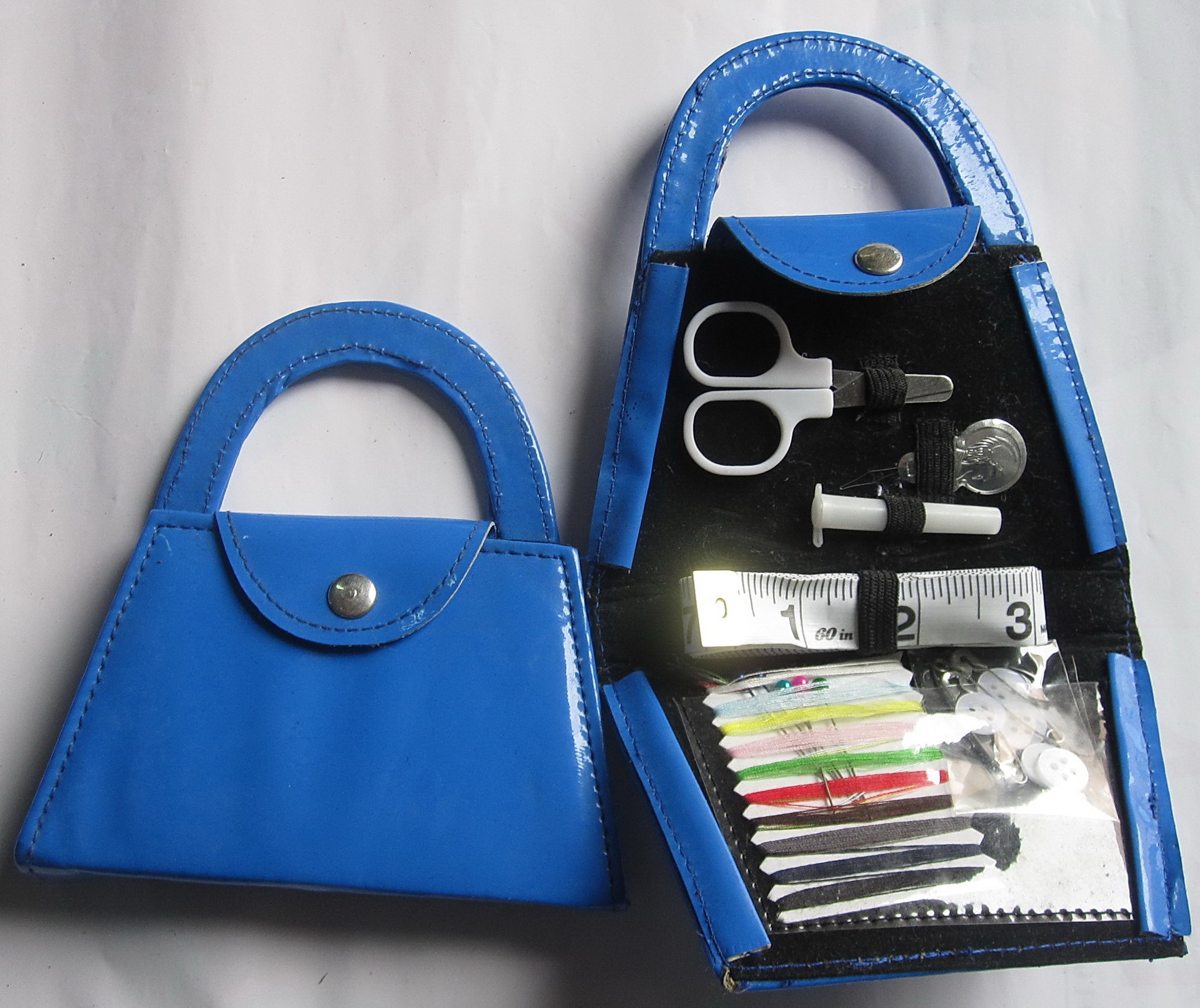 手提款式pu漆皮光胶皮革针线包家用针线盒套装 手工缝纫针线包