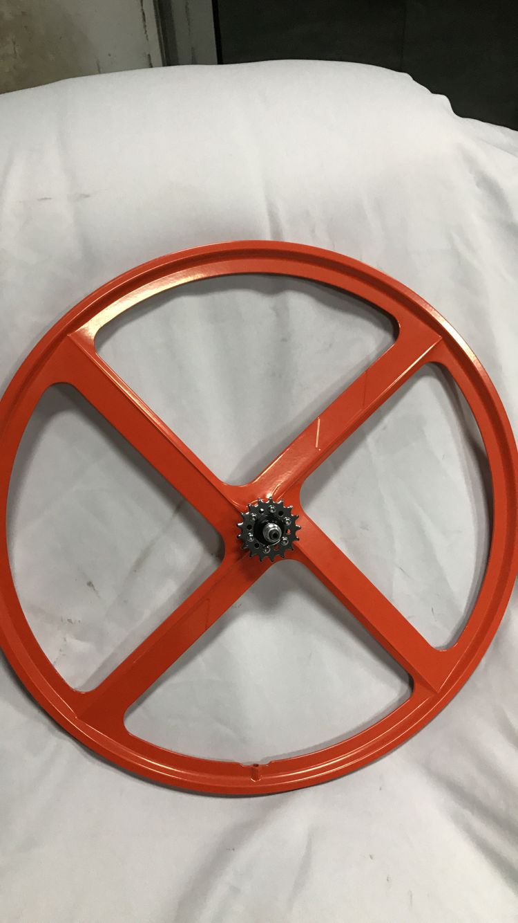 镁合金四刀一体轮死飞倒骑一体轮组公路车四刀轮组十字架一体轮