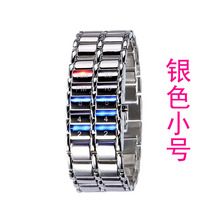 二代熔岩电子学生时尚情侣腕表链条CF韩版二进制防水LED手表批发