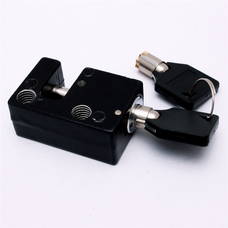 祥荣铝壳电动车电瓶锁 定制防盗铁板锁 烤漆踏板式十字架锁