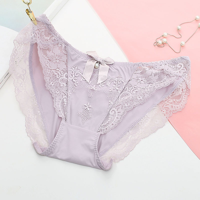 2017春季新款透明女士情趣内裤大码舒适低腰蝴蝶结冰丝三角裤批发