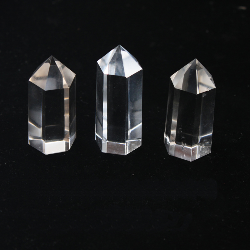 特价天然白水晶六棱柱摆件原石正六边形水晶柱家居风水摆饰