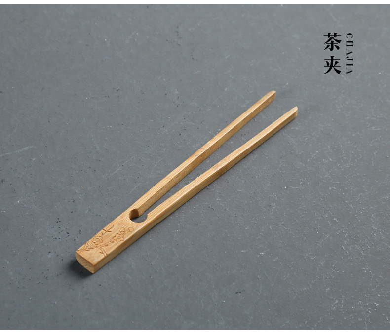 厂家直销新款 本色竹茶夹茶道配件 天然茶道六君子 竹制茶杯夹