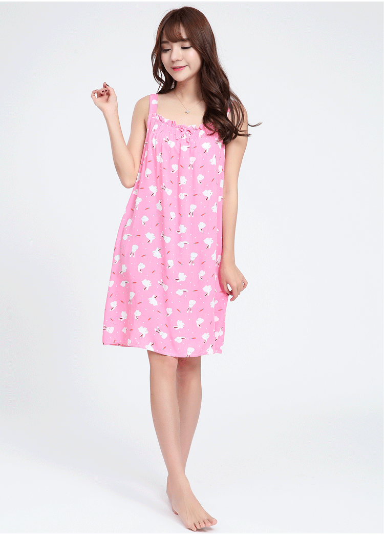 吊带睡裙女夏季棉绸睡衣性感可爱薄款纯棉时尚家居服人造棉睡裙