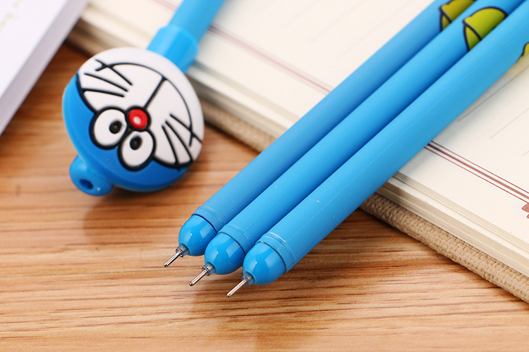 可爱卡通叮当猫黑色中性笔 机器猫签字笔 哆啦a梦水性笔厂家直销