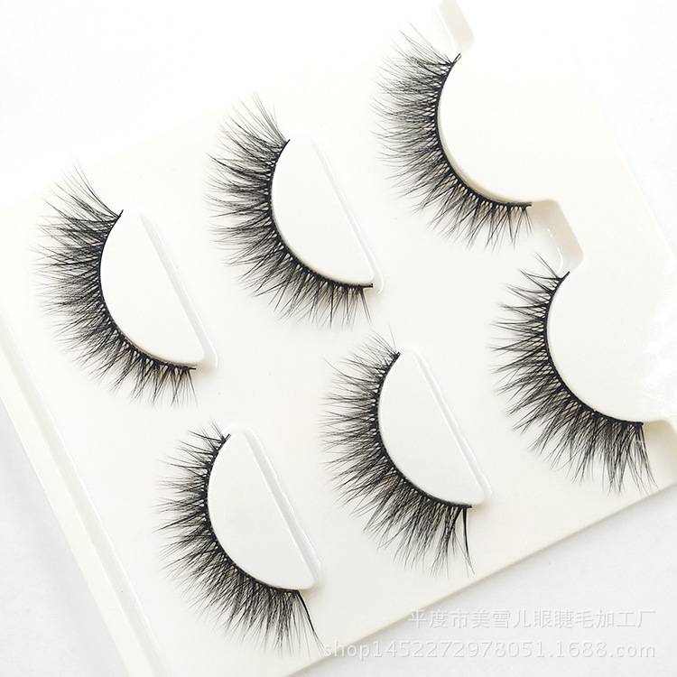 3d-11 Three Pairs of Eye Tail Pull Long False Eyelashes Fashion Nude Makeup 3D Handmade Cross Eyelash Wholesale