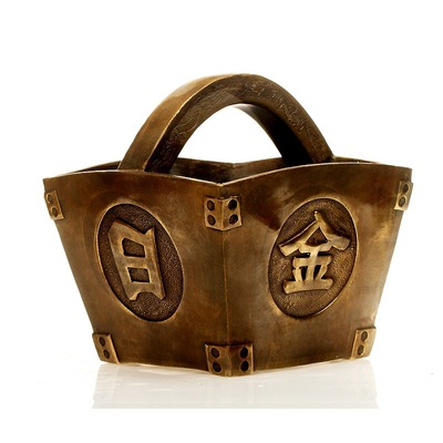 风水纯铜招财日进斗金摆件仿古聚宝盆家居店铺催财开业礼品