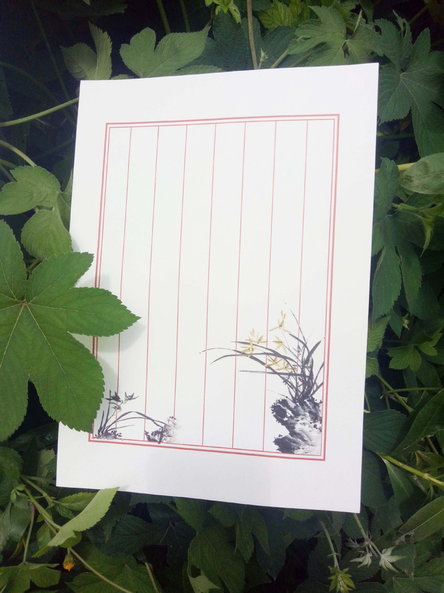 中国古风牛皮纸白纸复古水墨画信纸 一套8张入