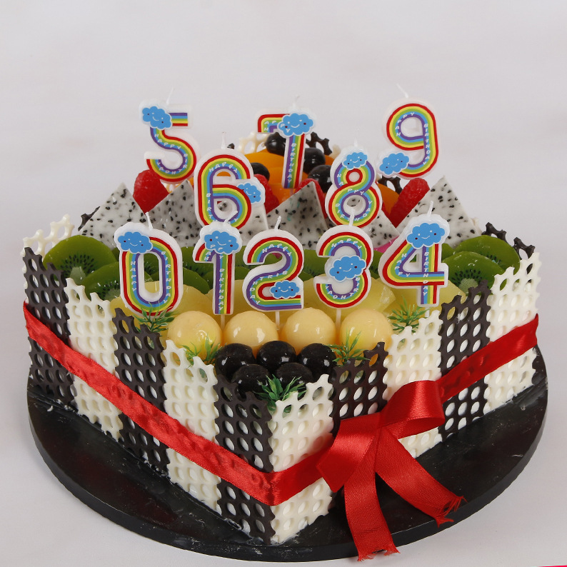 厂家直销云朵彩虹数字蜡烛 0-9生日蛋糕儿童无烟派对周岁diy 蜡烛