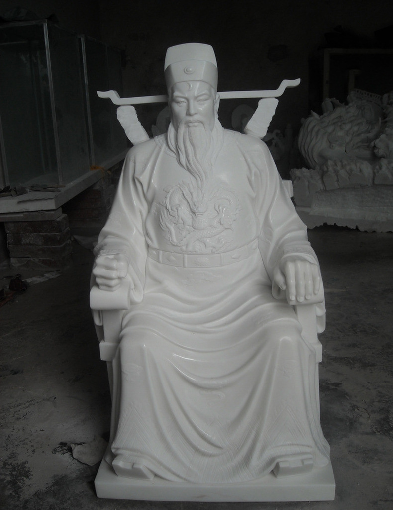 定制手工雕刻大理石包拯雕塑 中式历史名人伟人断案清官石雕像