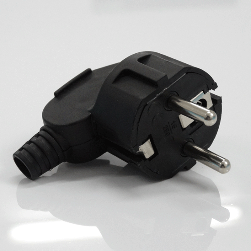 现货供应法式三插烟斗插电源插头 弯法国头 装配式接线电源插头