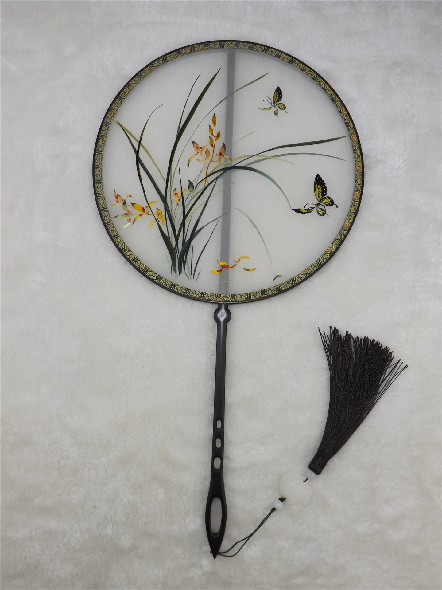 苏州团扇_苏州手工双面绣中国风复古绣花团扇宫扇复古扇年会商务特色