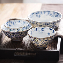 日本进口 美浓烧光峰小蓝芽系列轻量瓷米饭碗 面碗 日式陶瓷餐具