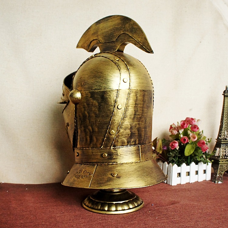欧式复古罗马武士头盔铁艺手工饰品酒吧装饰主题摄影道具 多款
