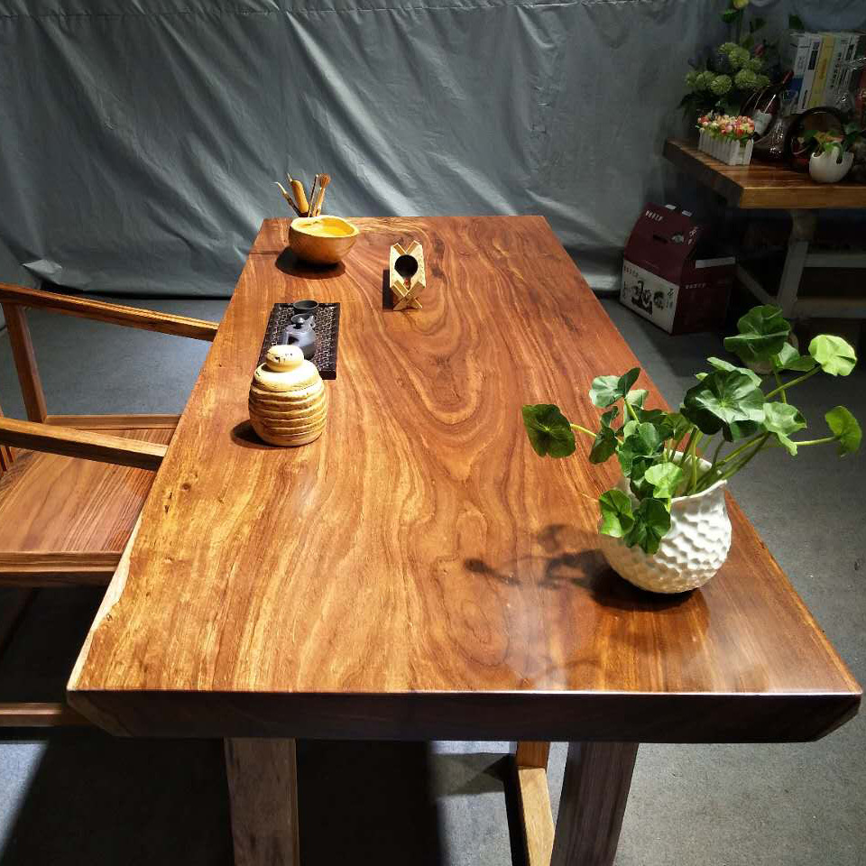 奥坎大板整木红木茶桌椅组合泡茶台茶板办公餐桌书桌独板整块