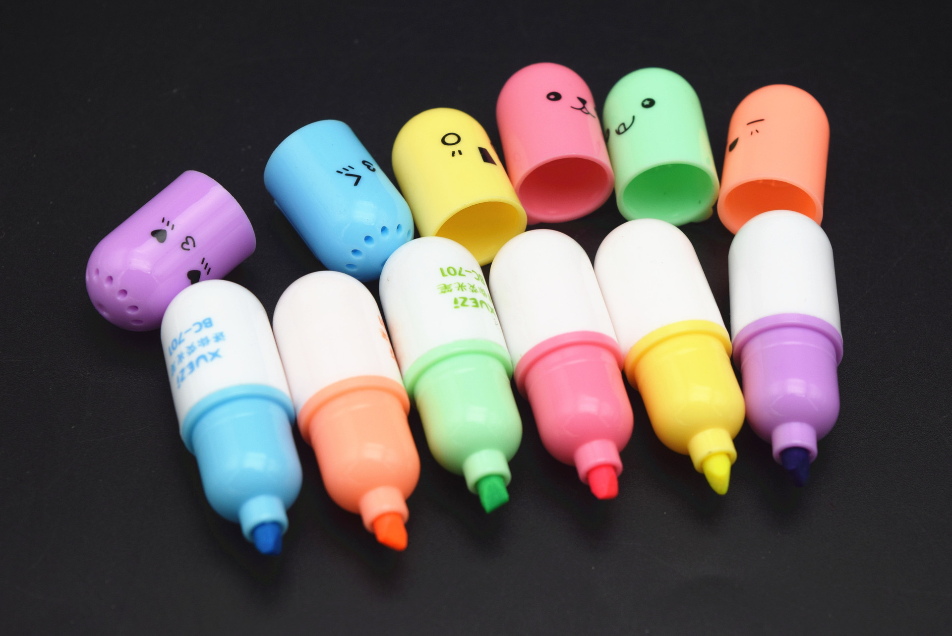 批发学子可爱多款造型6色香味荧光笔学生彩色记号笔标记笔709