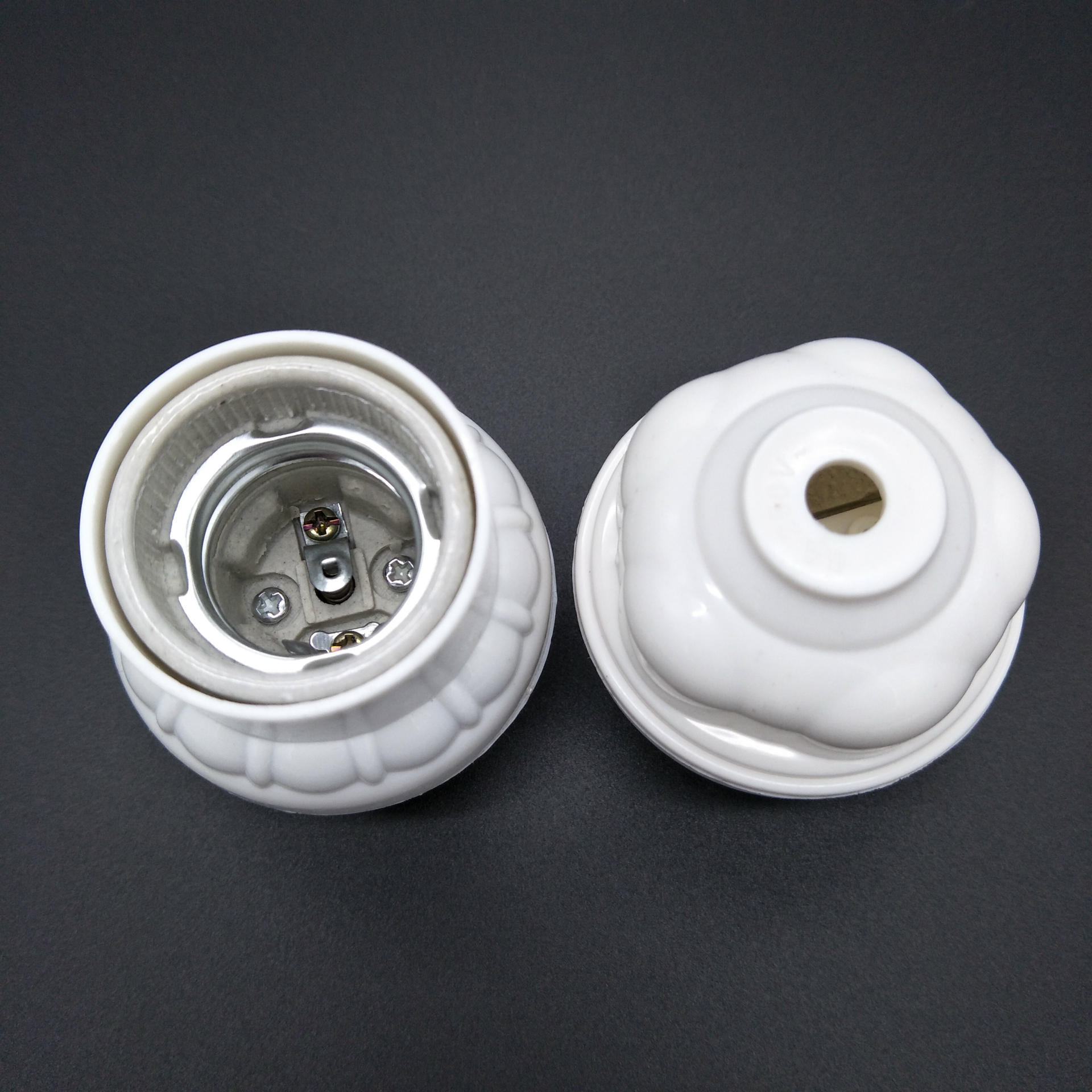 批发e27陶瓷灯头 塑料螺口悬吊灯头灯口 陶瓷口耐高温阻燃吊灯头