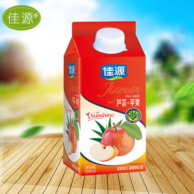 500ml浓缩苹果佳源芦荟苹果汁便携纸盒装芦荟果汁饮料