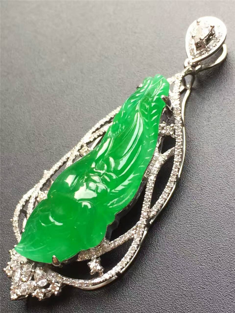 安道子天然缅甸a货正阳绿翡翠凤凰挂件女冰种玉石吊坠18k带证书