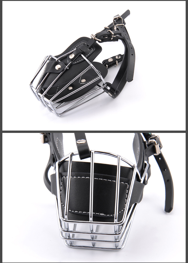 狗狗嘴套/pu皮质透气铁嘴套/防咬防乱叫狗口罩跨境货源真皮嘴套