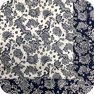 全棉平纹弹力印花 女装旗袍印花布 民族腰果花纹 夏裤子印花面料