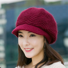 冬季新款女韩版潮可爱八角针织毛线帽 秋冬天女士时尚护耳帽子
