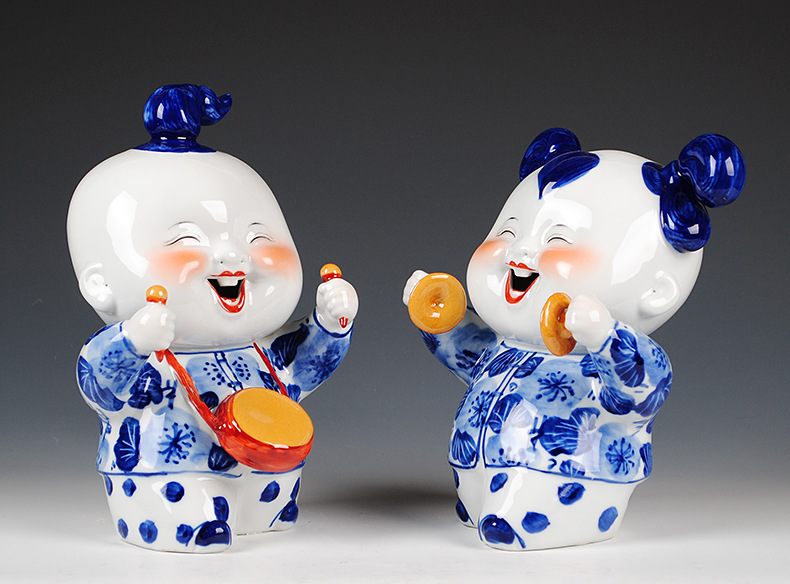 陶瓷器娃娃景德镇家居客厅摆设卡通摆件工艺品结婚乔迁生日礼物