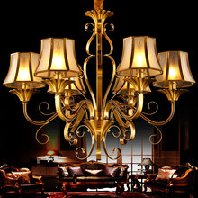 阿灯欧式全铜吊灯仿古典客厅卧室餐厅简约6头麦穗灯罩吊灯具9390
