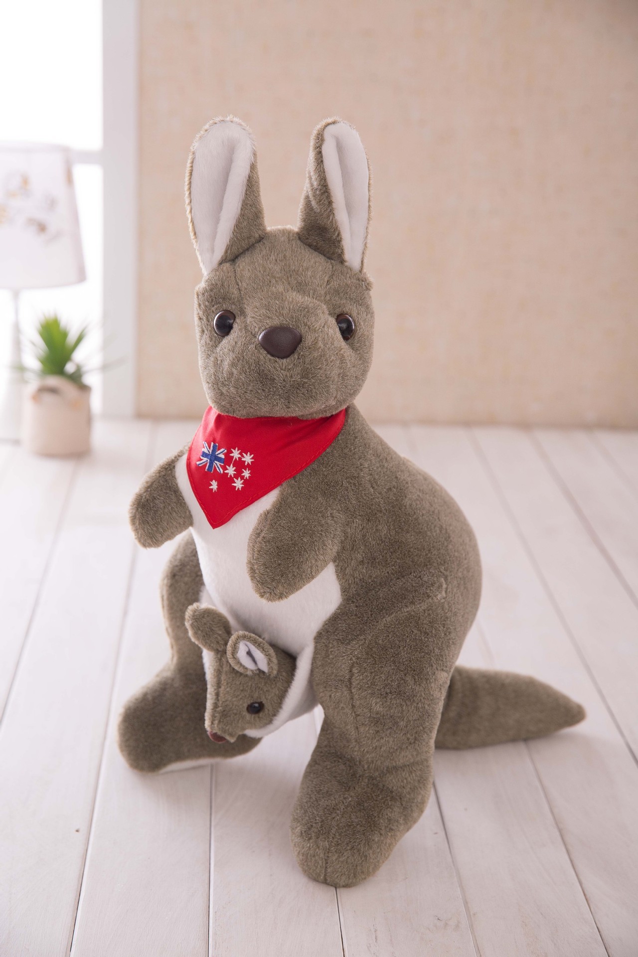 仿真澳洲站姿袋鼠澳大利亚亲子活动赠品益智毛绒玩具公仔oem定制