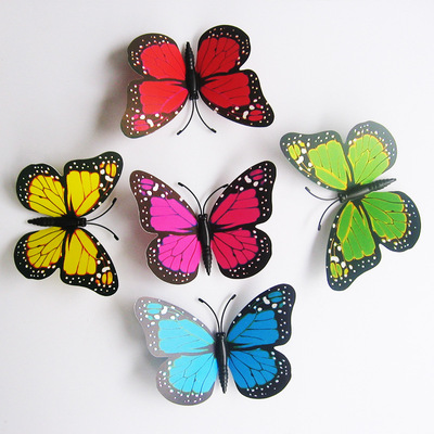 新款9cm多彩蝴蝶 pvc磁性蝴蝶 家居装饰品 摆饰蝴蝶 玩具 小蝴蝶