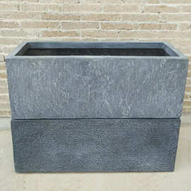 花箱石头纹花盆 创意镁泥纤维阳台种植槽别墅装饰水泥移动长方形