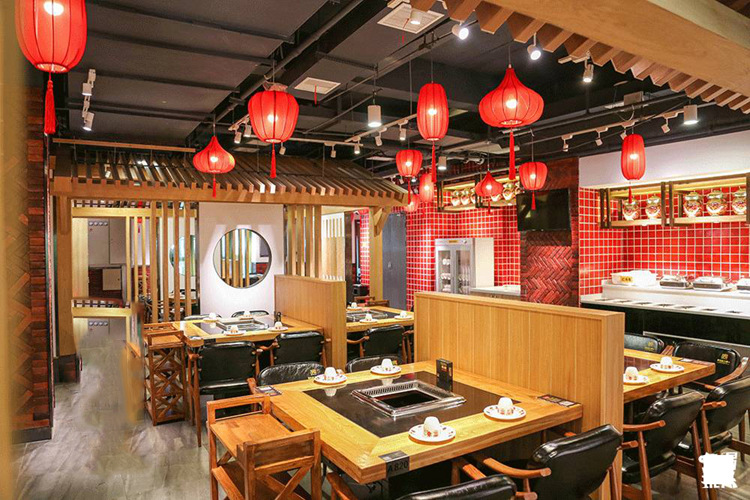 新中式中国风小吊灯创意荷花布艺禅意火锅店茶楼茶室餐厅过道灯具