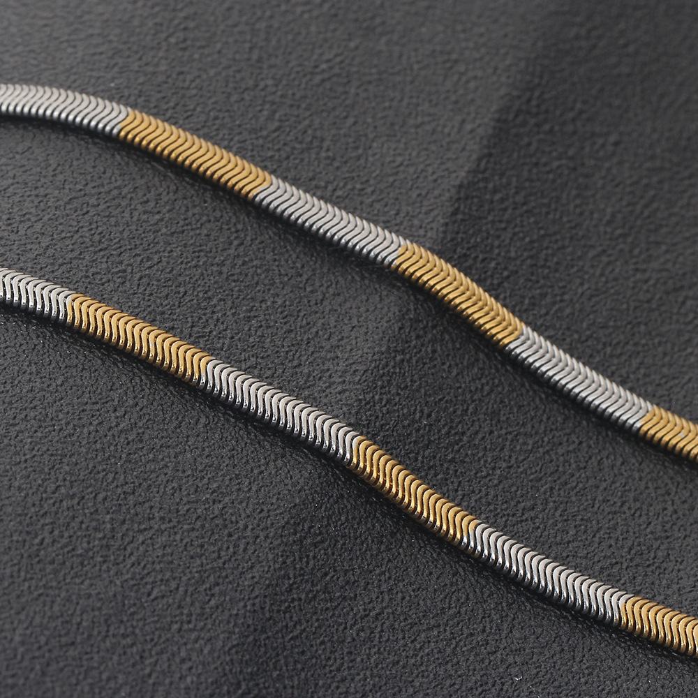 亚马逊热卖混批 饰品批发 新款扁蛇链 钛钢配链 单链 项链 面度4m