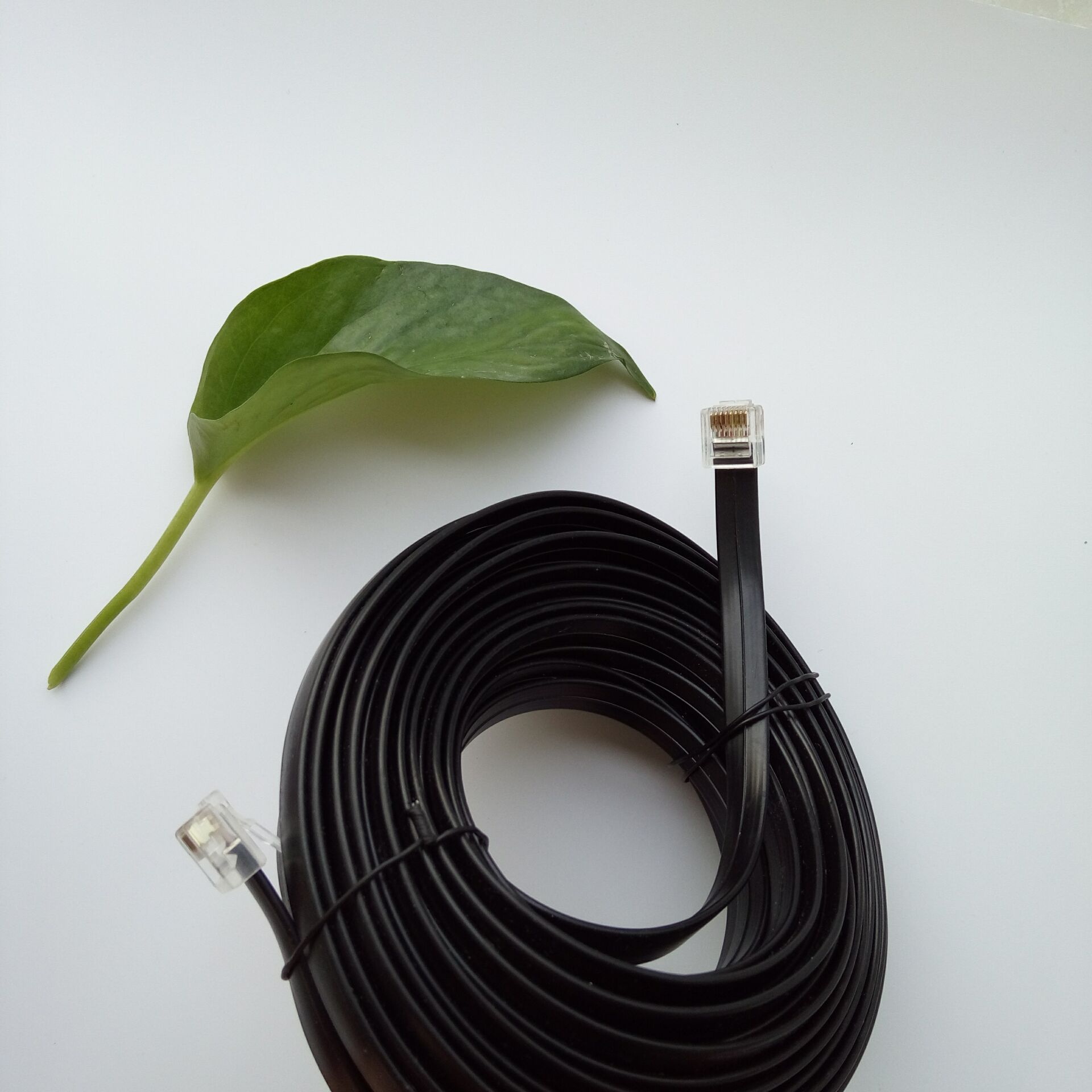 宁波工厂直供8芯纯铜黑色扁平达标过测试环保25ft电话线