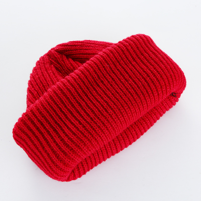 Winter Warm Thickened All-Matching European and American Dome Knitted Hat Curling Fashion Hat Solid Color Pullover Adult Woolen Cap