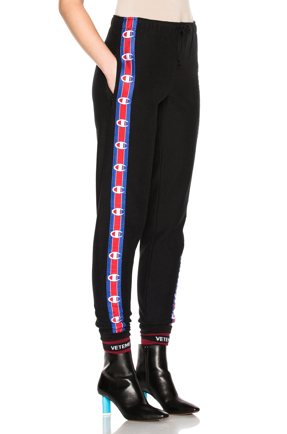 17ss新款vetements x champion飘带长裤男女时尚休闲裤潮牌长裤
