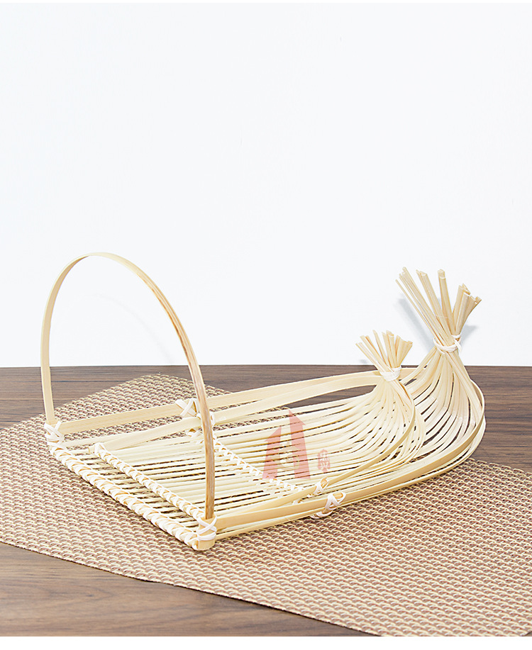 虾扒竹篮子收纳竹篮手工小竹篮小果盘果篮竹编工艺品油炸盛器