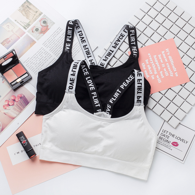 英文字母吊带裹胸无缝无钢圈一片式运动文胸女士打底美背抹胸批发
