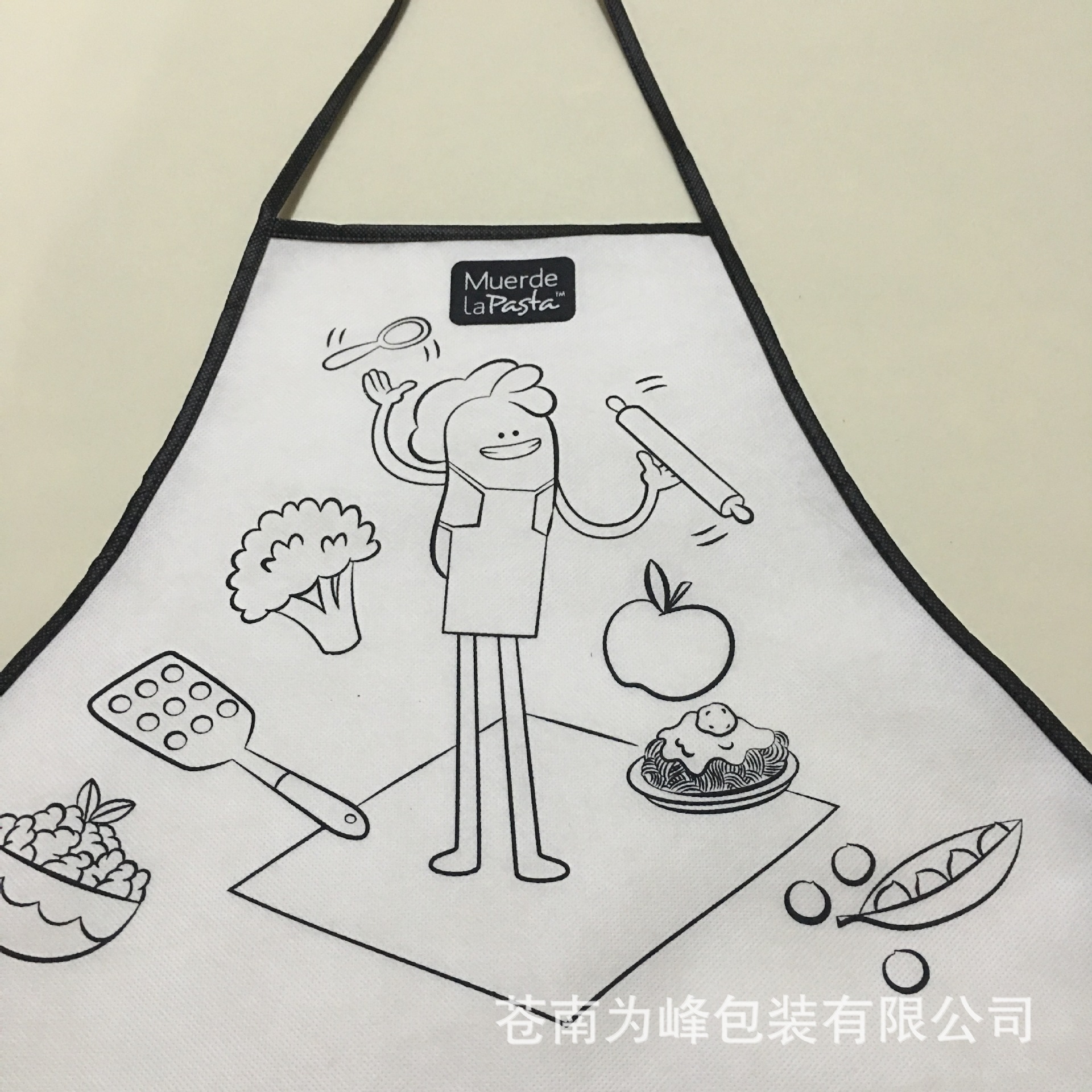 新款卡通儿童围裙白色无纺布围裙绘画防污围兜免费印刷logo