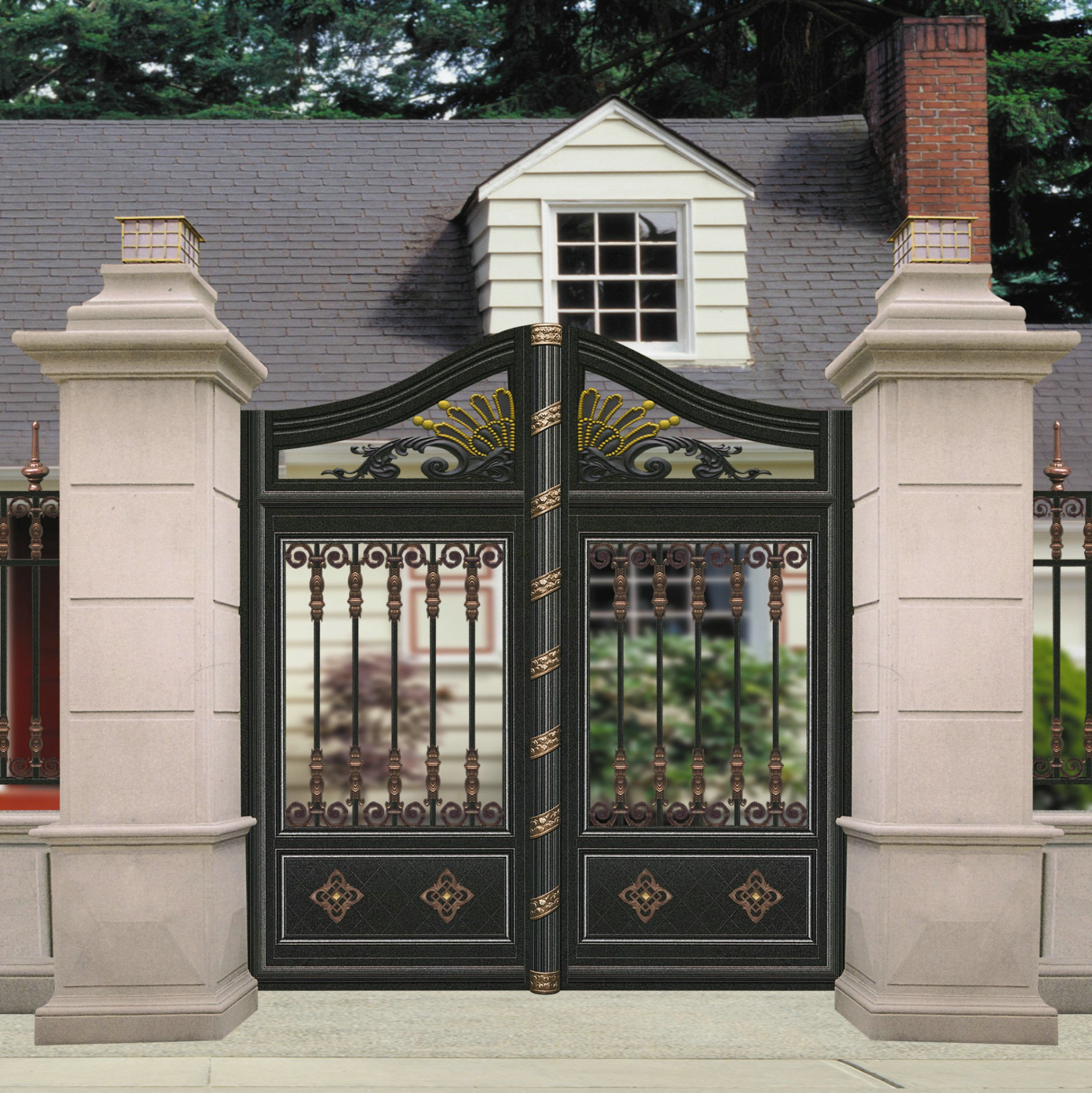 厂家直销 欧式豪华铝艺双开大门 别墅入户铝合金大门定制