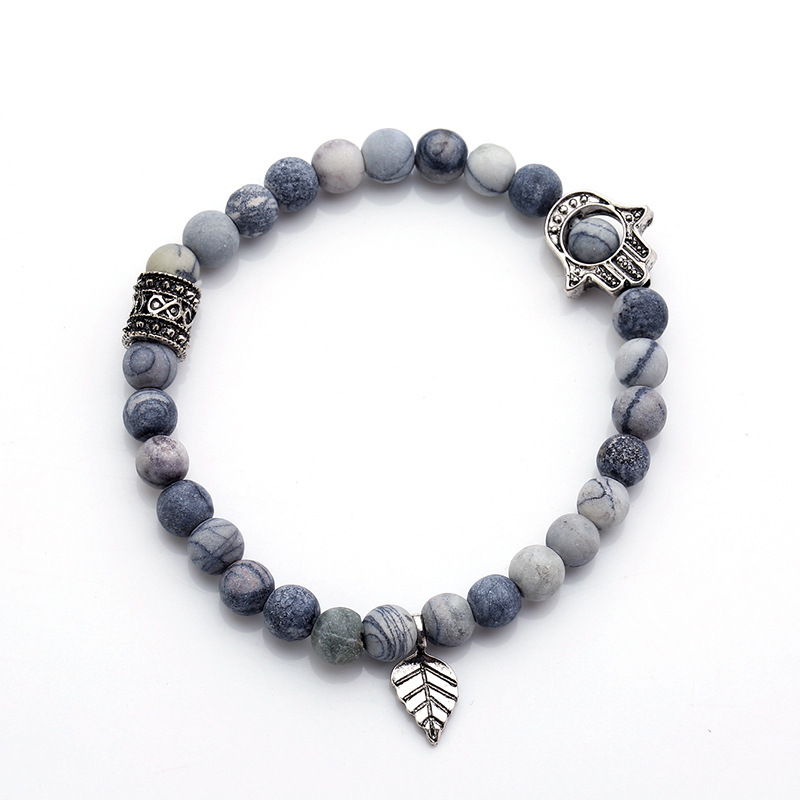 舒心石头手链 天然自然图案28颗手串男女手链串珠6厘珠子一件代发