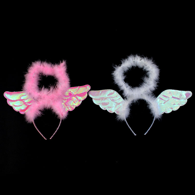 欢乐派对儿童表演天使装扮天使头环带耳朵天使头环粉色白色可选