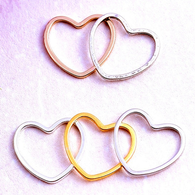 厂家直销13mm镂空小桃心爱心圈环kc金银diy耳环饰品手工配件批发
