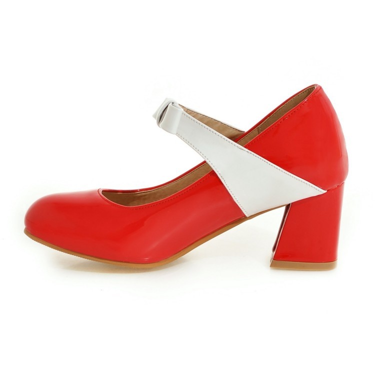 【2017新款粗跟圆头单鞋Angelababy同款高跟