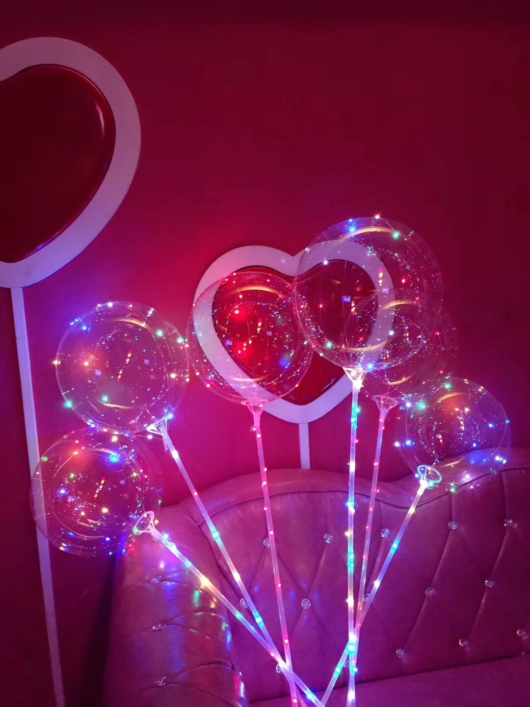 led灯线三米网红嗨嗨球装饰婚庆派对--三米2节电池盒彩色波波球