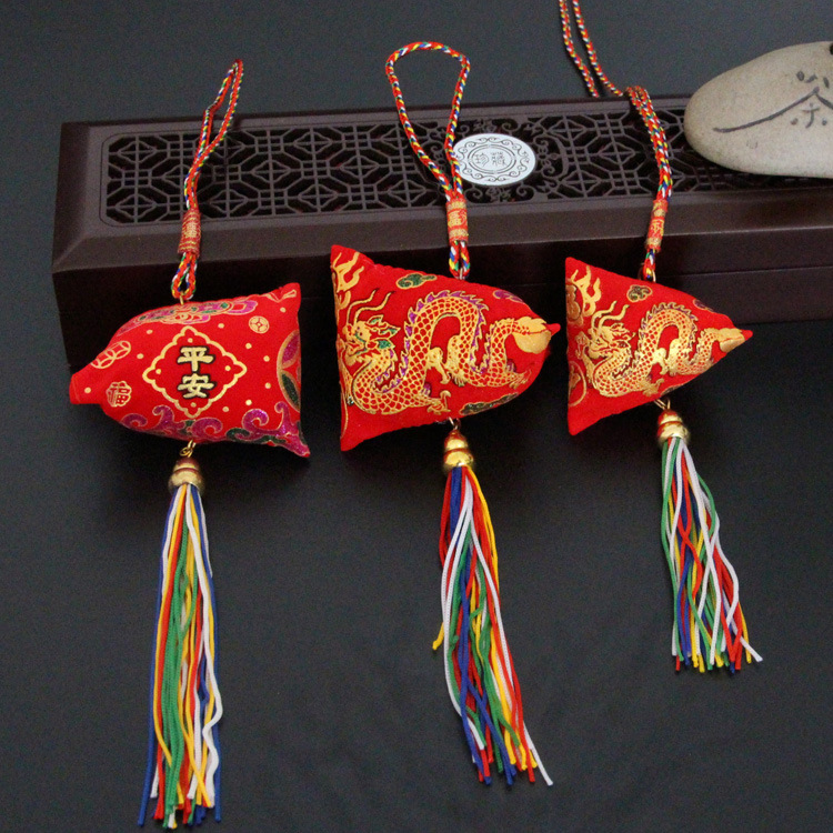 jy666 端午节特色礼物 艾叶草双龙粽子平安粽子香包香囊挂件批发